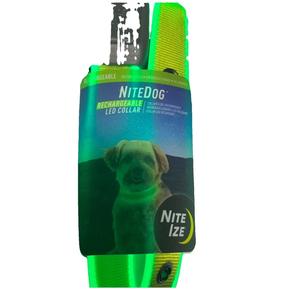 Nite Ize NiteDog Rechargeable Blue LED Collar Light Up Size Small (12''-16'')‎